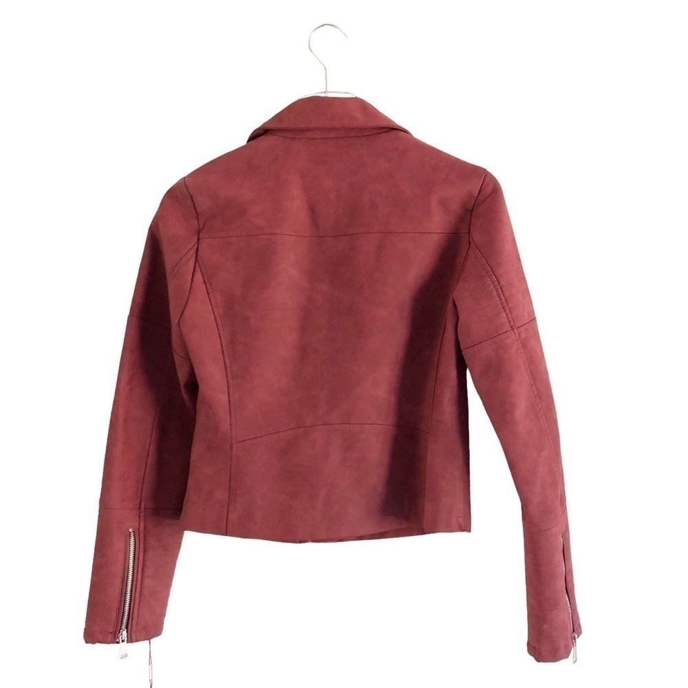 Avec Les Filles Faux Suede Moto Jacket XS Rust Red - Picture 15 of 16